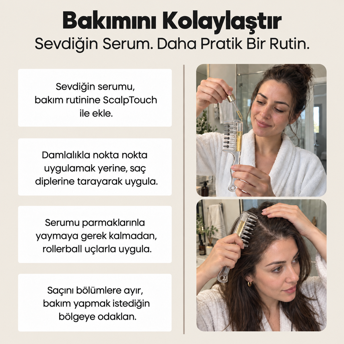 ScalpTouch™ Serum Uygulama Tarağı - Tara, Uygula, Bakımını Kolaylaştır.