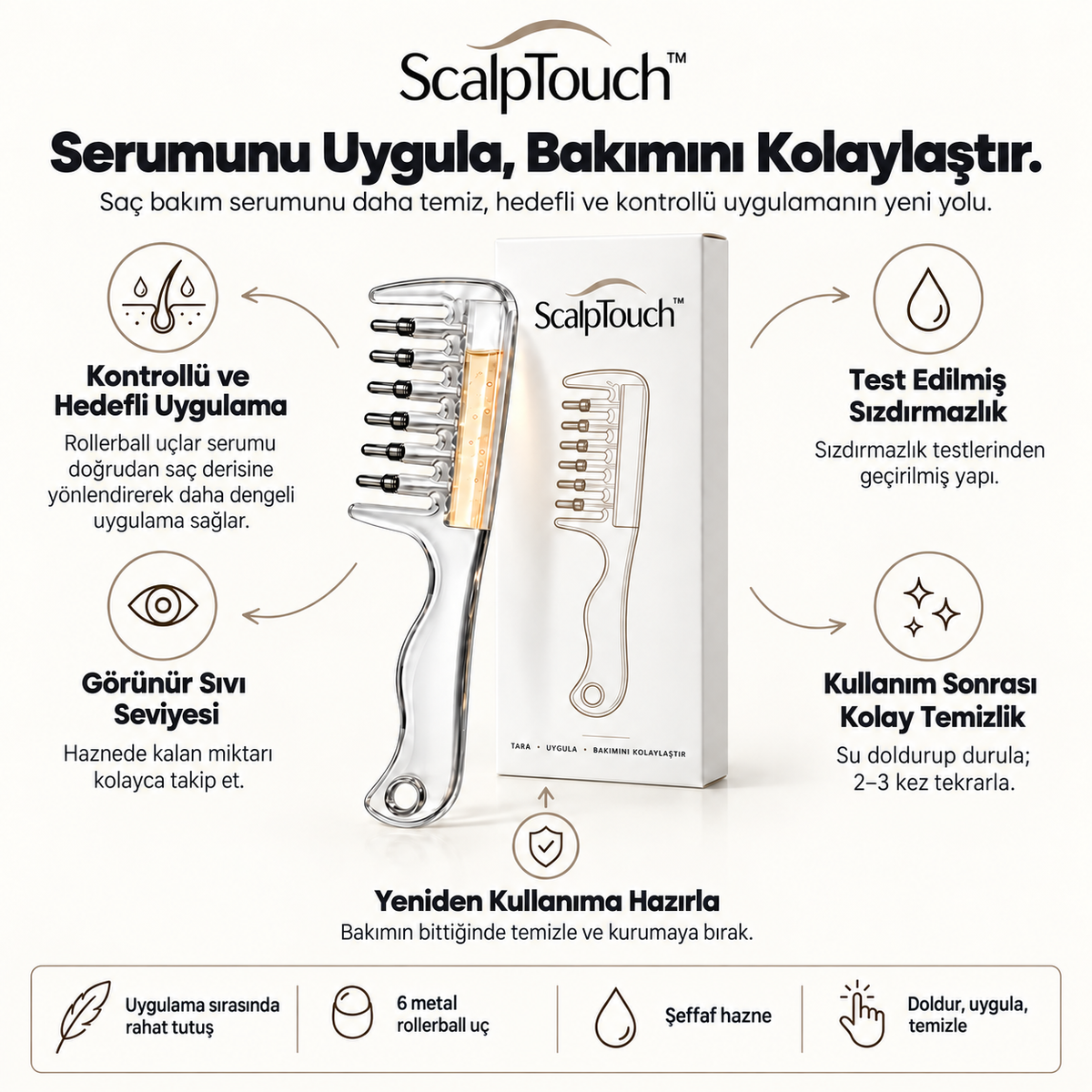 ScalpTouch™ Serum Uygulama Tarağı - Tara, Uygula, Bakımını Kolaylaştır.